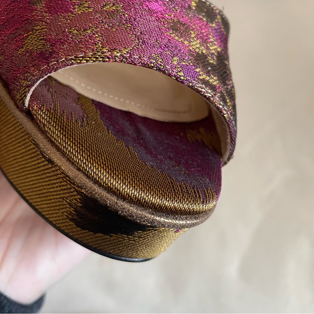 NEW Paul Andrew "Adalet" Platform Metallic Jacquard Ankle Strap Wedges ✨ - Picture 9 of 15